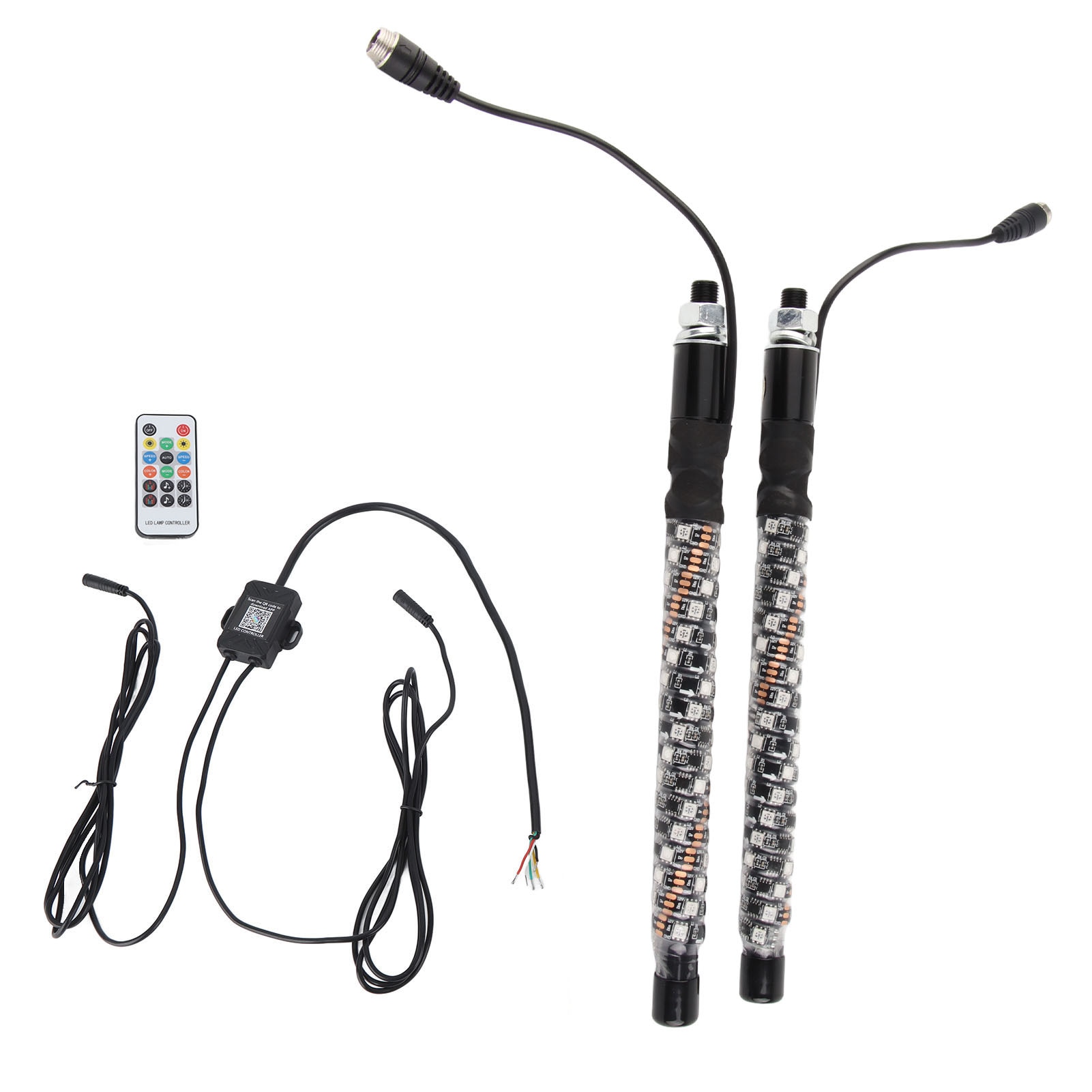 Lumina LED Whip 1ft multicolor, IP67, telecomanda, 12-24V - eMAG.ro
