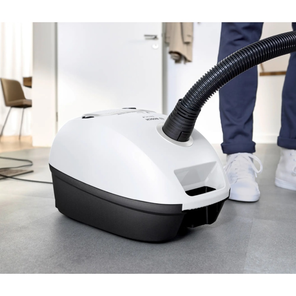 Aspirator cu sac Bosch BGB41WH1, 600W, 4 l, Sistem PowerProtect, Control electronic rotativ, Alb