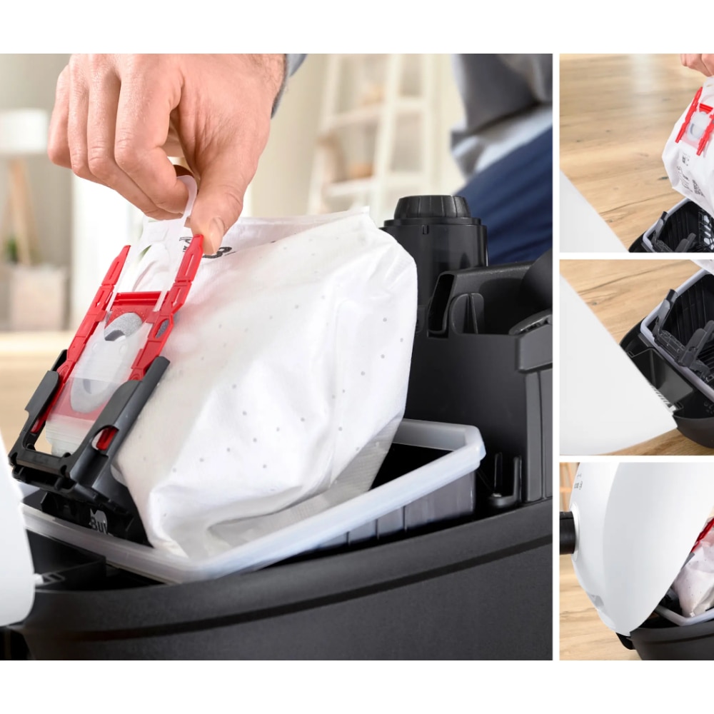 Aspirator cu sac Bosch BGB41WH1, 600W, 4 l, Sistem PowerProtect, Control electronic rotativ, Alb
