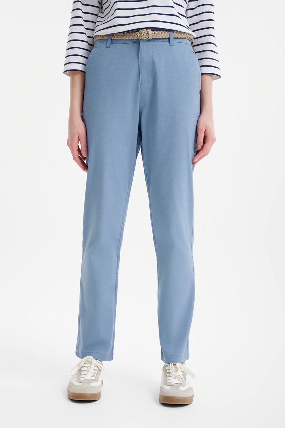 GreenPoint, Pantaloni chino drepti cu buzunare oblice, Albastru pastel, 38
