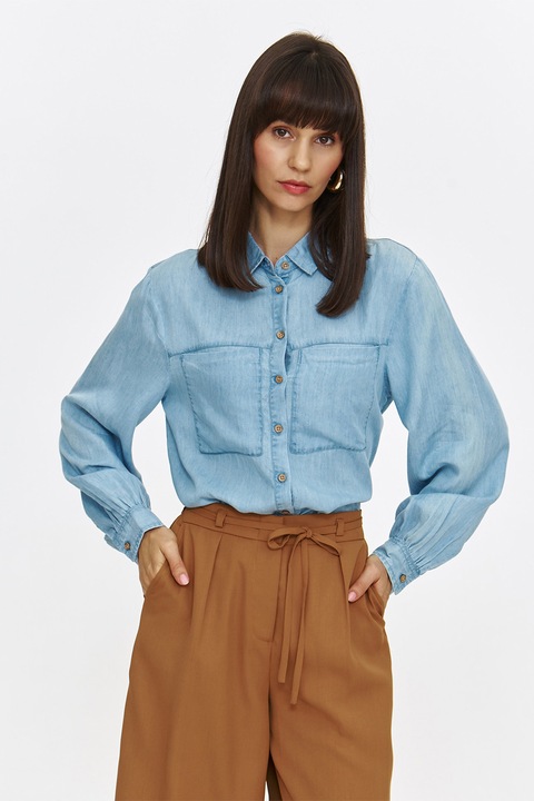 Top Secret, Camasa din material chambray cu buzunare pe piept, Albastru azur, 44