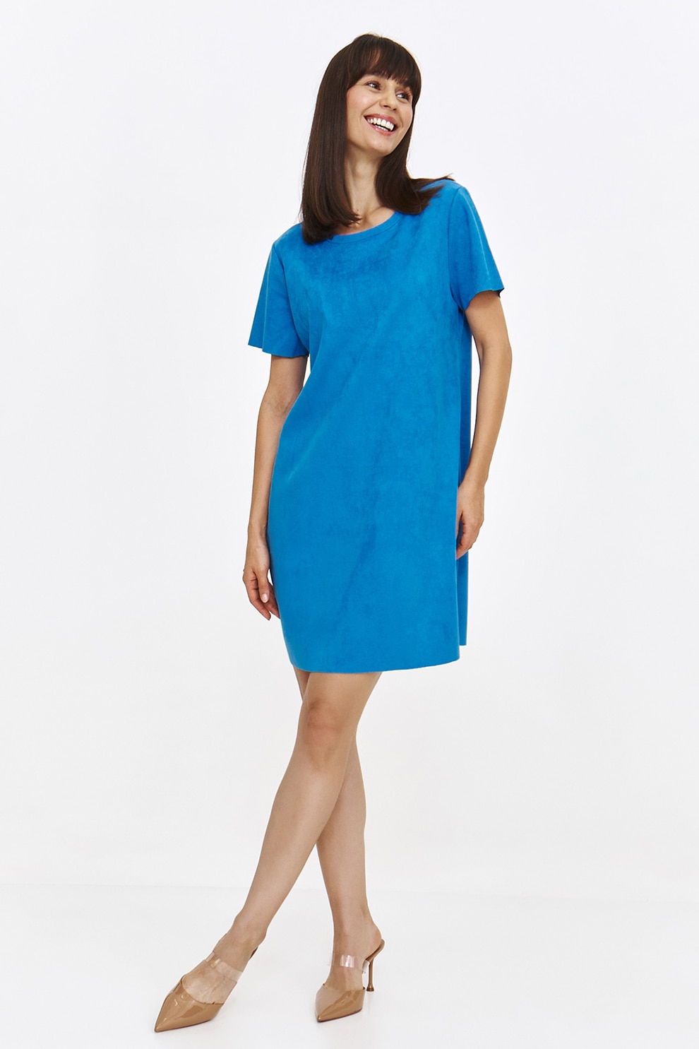 Top Secret, Rochie mini dreapta cu decolteu rotund, Albastru royal, 36