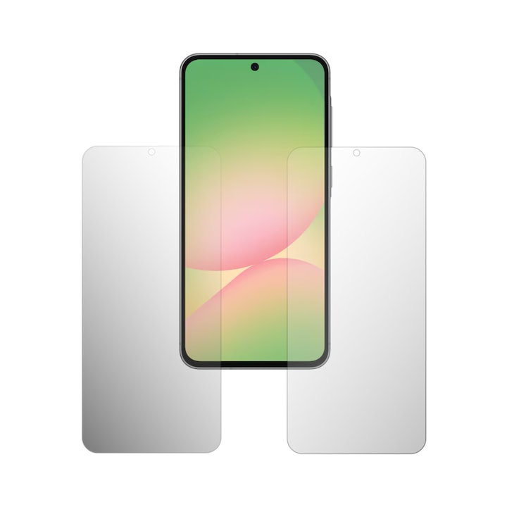 2X Folie24 képernyővédő fólia szett, Samsung Galaxy A56-hoz, 1X Ultra-Clear + 1X matt, teljes teljes kijelzőfedés, ragasztók, rugalmas automatikus regenerálással