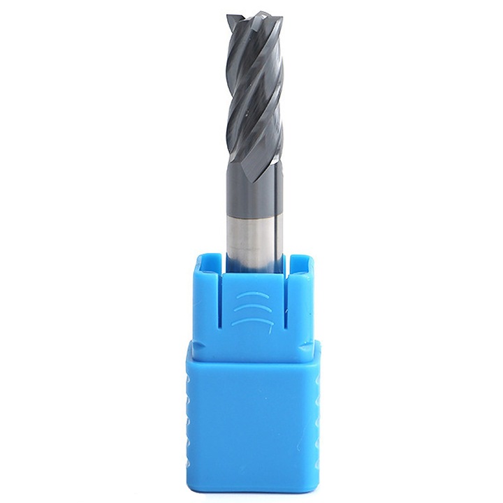 Freza spirale cu 4 taisuri, ZGGZERG, 45HRC burghie cu tija dreapta, 6*6*50mm, Cu cutie de depozitare, Acoperire nano, Rezistenta la caldura si anticoroziva, Pentru unelte rotative, slefuit gravare, lustruire a metalelor, Otel tungsten, Argintiu/Negru