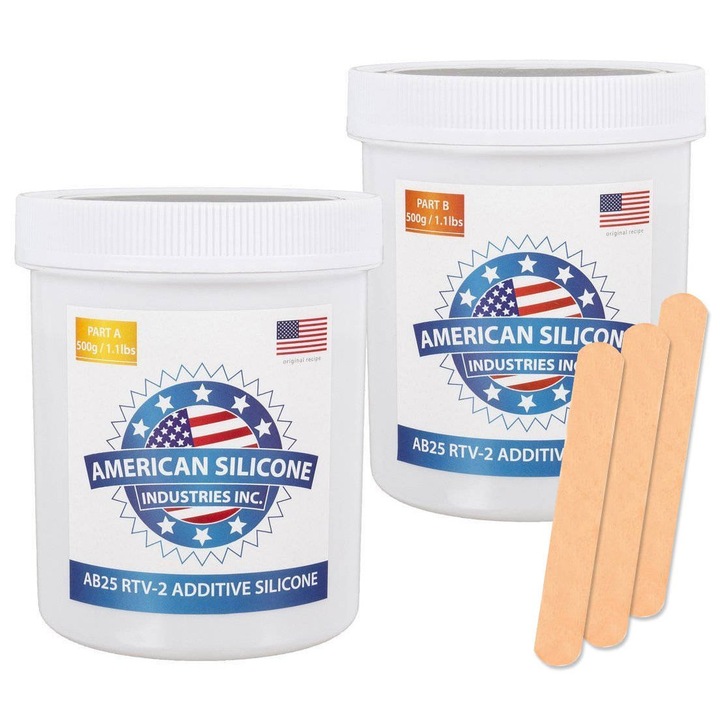 Silicon bicomponent AB25 RTV-2 1kg (1:1) – Forme precise, elasticitate ridicata + spatule cadou