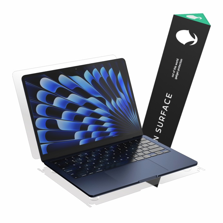 Védőfólia, kompatibilis az Apple MacBook Air M4-hez, 13 hüvelykes, 2025-ös modell, teljes külső felületvédelem, Alien Surface
