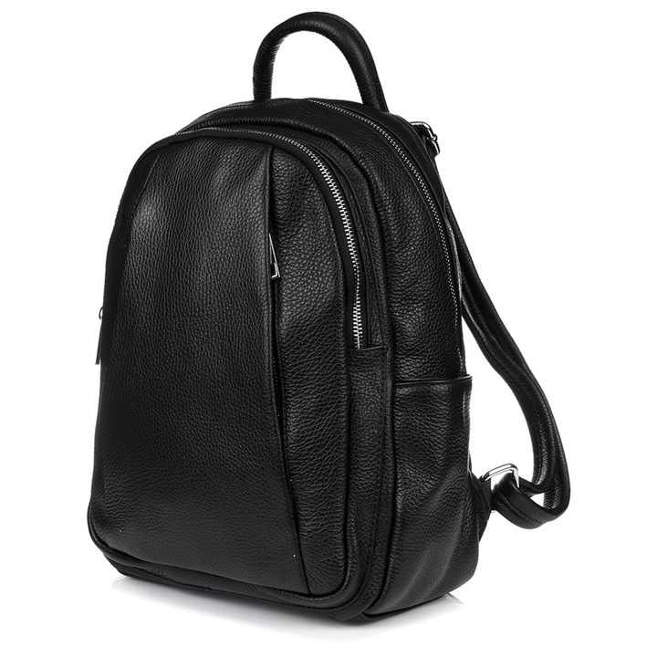 Дамска раница Beltimore естествена кожа 7 джоба черна 35х15х35см