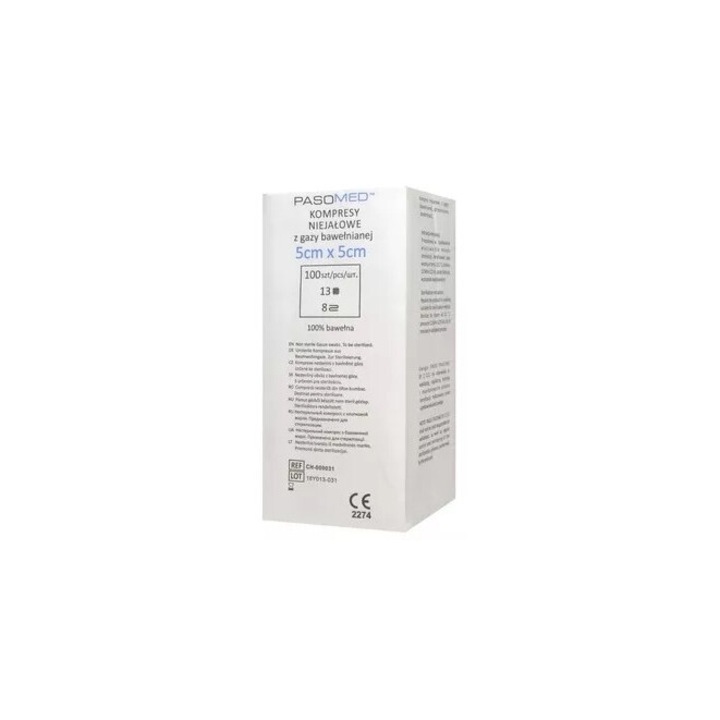 Comprese nesterile Paso Trading, 13 fire, 8 straturi, 5cm x 5cm, 100 bucati