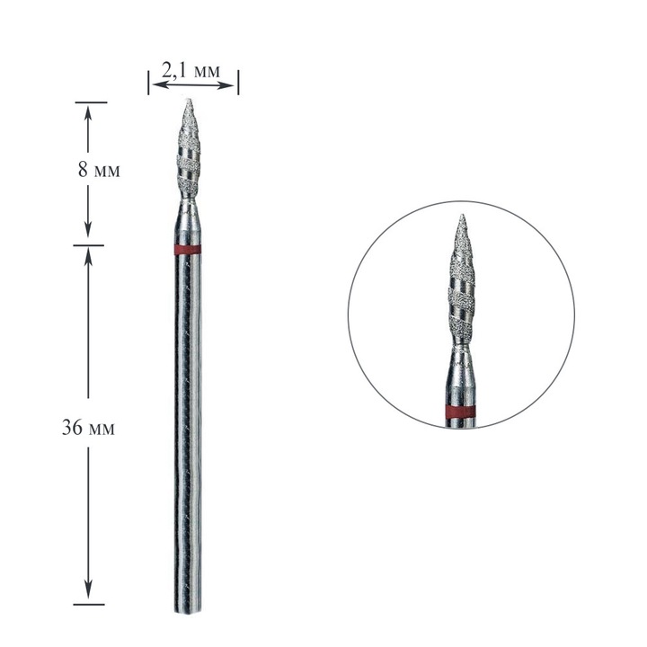 Freza diamantata TOUCH Tornado Ascutita Rosie 2,1 mm (H0210SD-F)