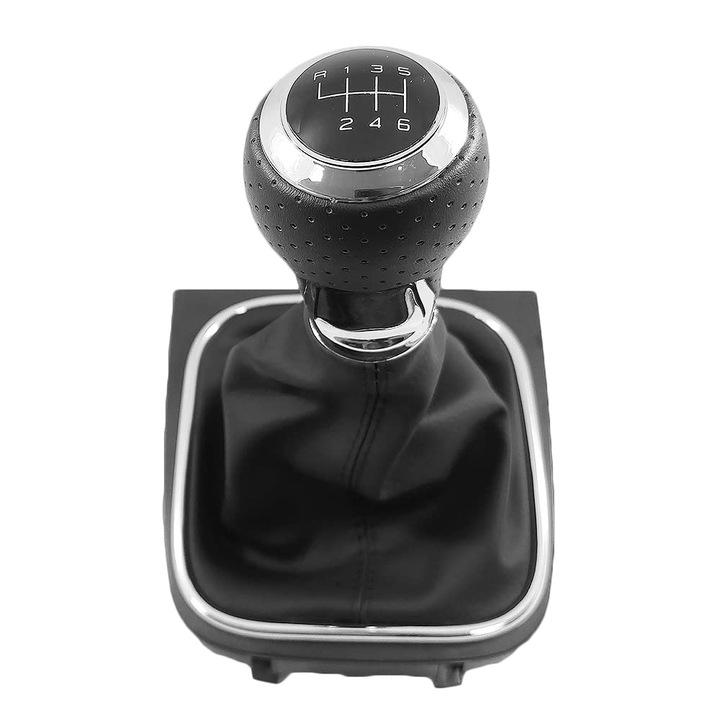 Nuca Schimbator Viteze Si Manson 6 Trepte VW Piele PU neagra Golf MK5 V 1K1 1K5 2005-2009 Golf MK6 VI AJ5 5K1 2009-2014