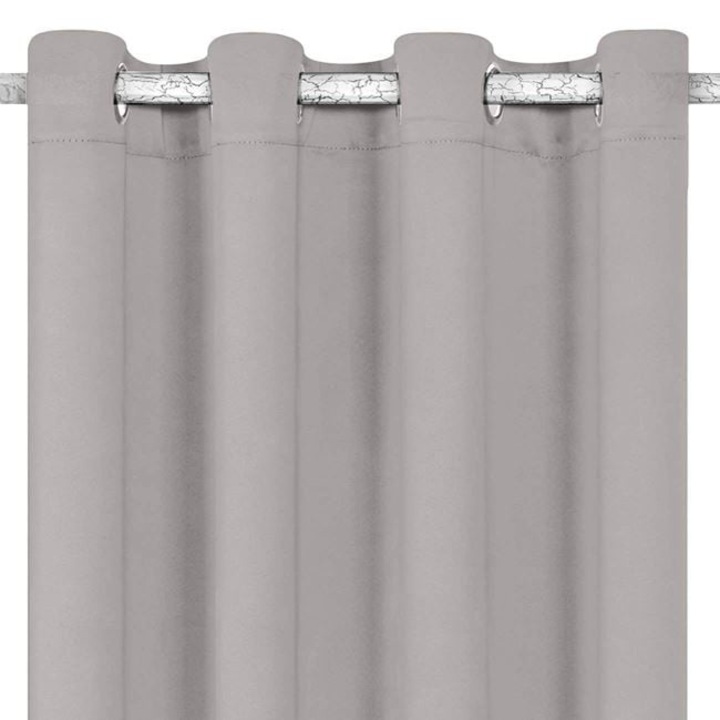 Draperie decorativa, tip blackout - nu lasa lumina sa treaca, cu inele, 140x260 cm, gri
