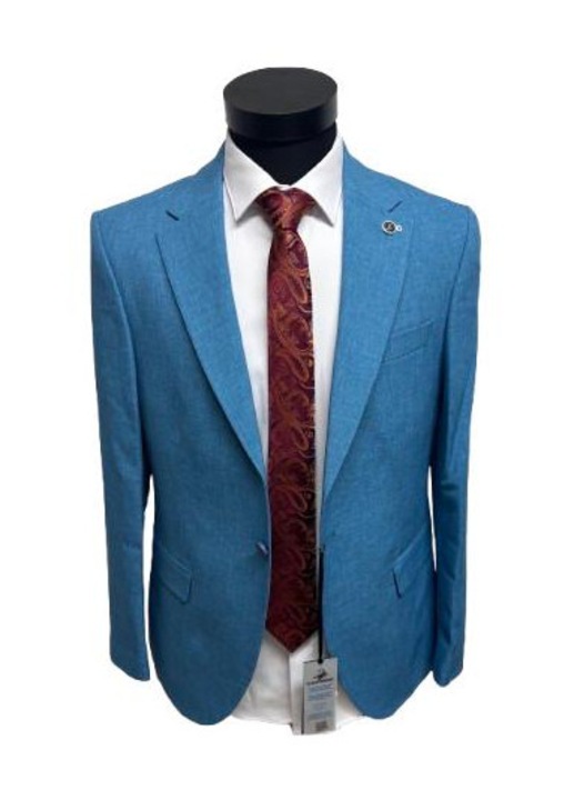 Sacou slim fit pentru barbati, Plus Scorpion, C-K-2266-17, Turcoaz