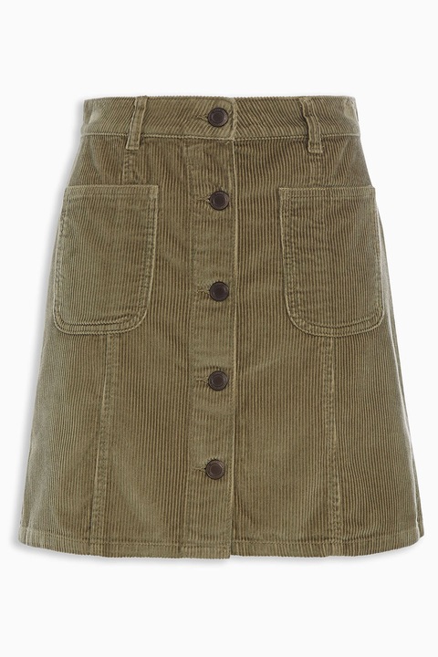 NEXT, Fusta mini din reiat evazata, Verde deschis, 18T