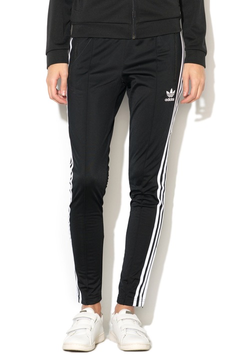 Adidas ORIGINALS, Pantaloni sport cu snur in talie SST, Negru, 42