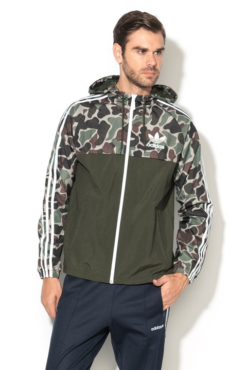 Adidas ORIGINALS, Jacheta cu model camuflaj, Verde militar, S