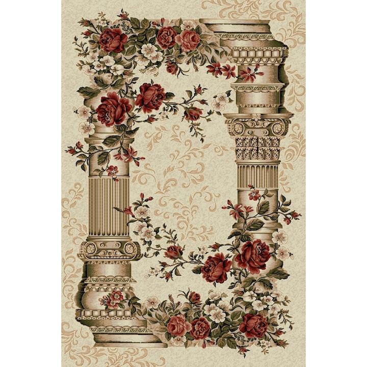 Covor Model Covorexpert Lotos 532-100, Marime 200 x 300 cm, Crem, Lungime Fir 8 mm, Antialergic, Polipropilena, Living, Dormitor, Sufragerie, Birou 200 x 300