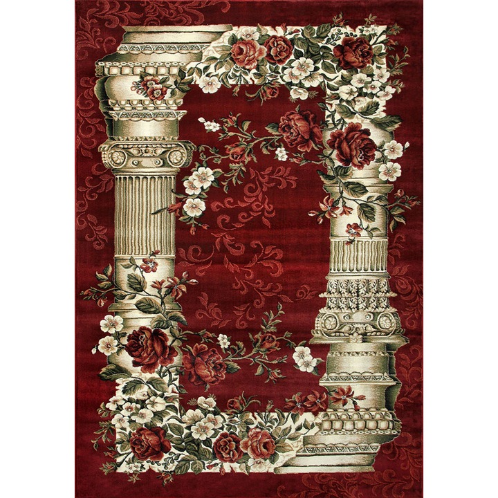 Covor Model Covorexpert Lotos 532-210, Marime 200 x 300 cm, Rosu, Lungime Fir 8 mm, Antialergic, Polipropilena, Living, Dormitor, Sufragerie, Birou 200 x 300