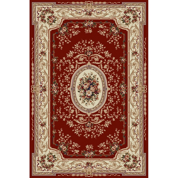 Covor Model Covorexpert Lotos 568-210, Marime 80 x 150 cm, Rosu, Lungime Fir 8 mm, Antialergic, Polipropilena, Living, Dormitor, Sufragerie, Birou 80 x 150