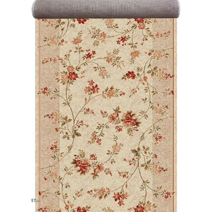 Traversa Festonata / Surfilata, Model Covorexpert Lotos 551-100, Lungime Fir 8 mm, Latime 1m, Marime 100 x 200 cm, Crem, Antialergic, Polipropilena, Living, Dormitor, Coridor, Hol 100 x 200