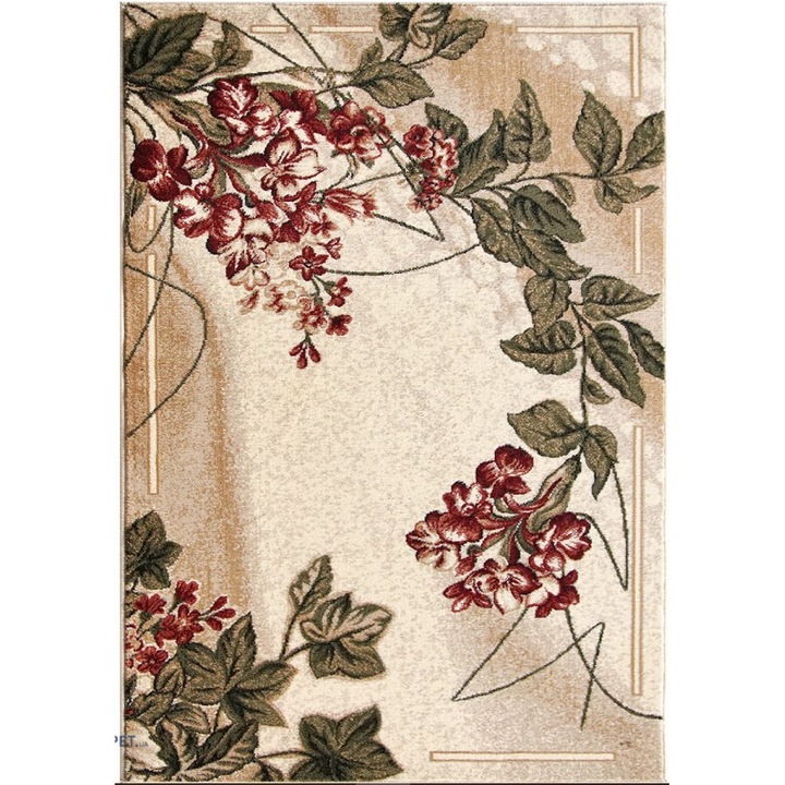 Covor Model Covorexpert Floral 1511-110, Marime 150 x 230 cm, Crem, Maro, Lungime Fir 8 mm, Antialergic, Polipropilena, Living, Dormitor, Sufragerie, Birou 150 x 230