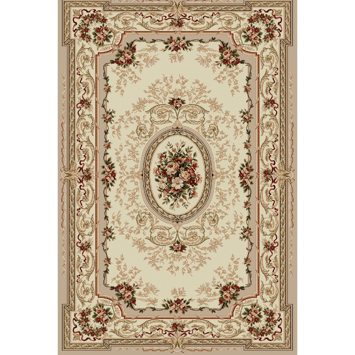 Килим Covorexpert Lotos 568-100, Размер 50 x 80 см, Кремав, Дължина на нишката 8 мм, Антиалергичен, Полипропилен, Хол, Спалня, Трапезария, Офис