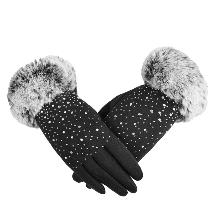 Manusi dama Enforose, design cu stele, compatibile cu touchscreen, calduroase, pentru sezonul rece