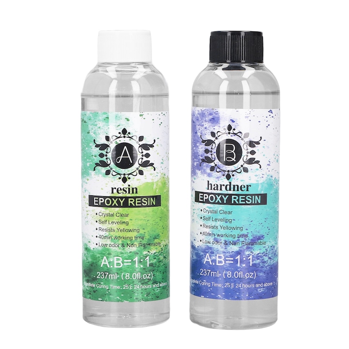 Set rasina epoxidica, Enforose, transparent, 2x237ml, rezistenta la zgarieturi, utilizare usoara