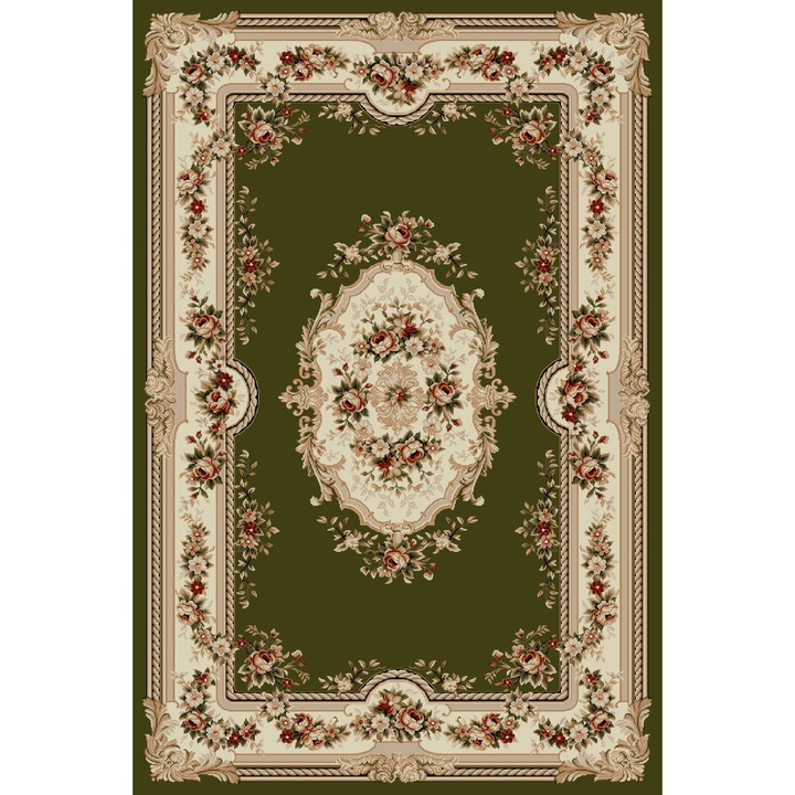 Covor Model Covorexpert Lotos 575-310, Marime 80 x 200 cm, Verde, Lungime Fir 8 mm, Antialergic, Polipropilena, Living, Dormitor, Sufragerie, Birou 80 x 200