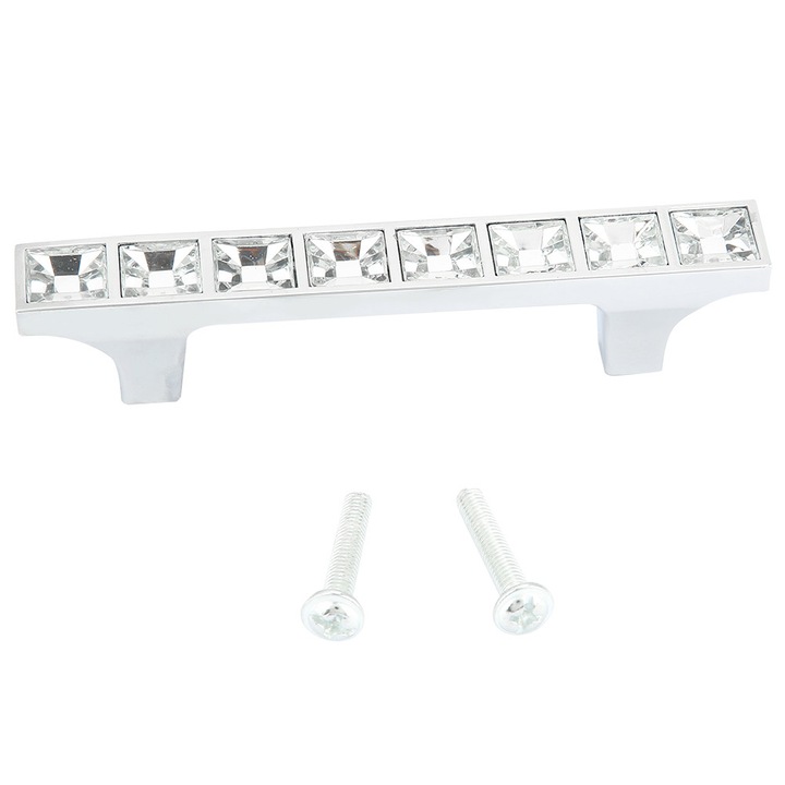 Maner usa din cristal diamant, Enforose, aliaj de zinc, crom stralucitor, 64mm