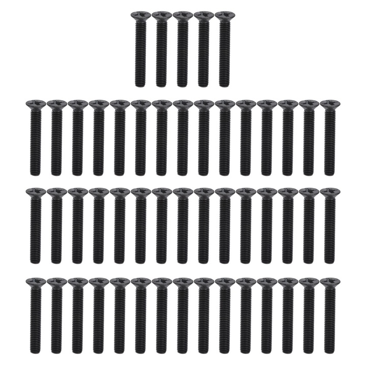 50 bucati suruburi incrucisate DIN 965, galvanizate negru, kit asortiment de suruburi mecanice