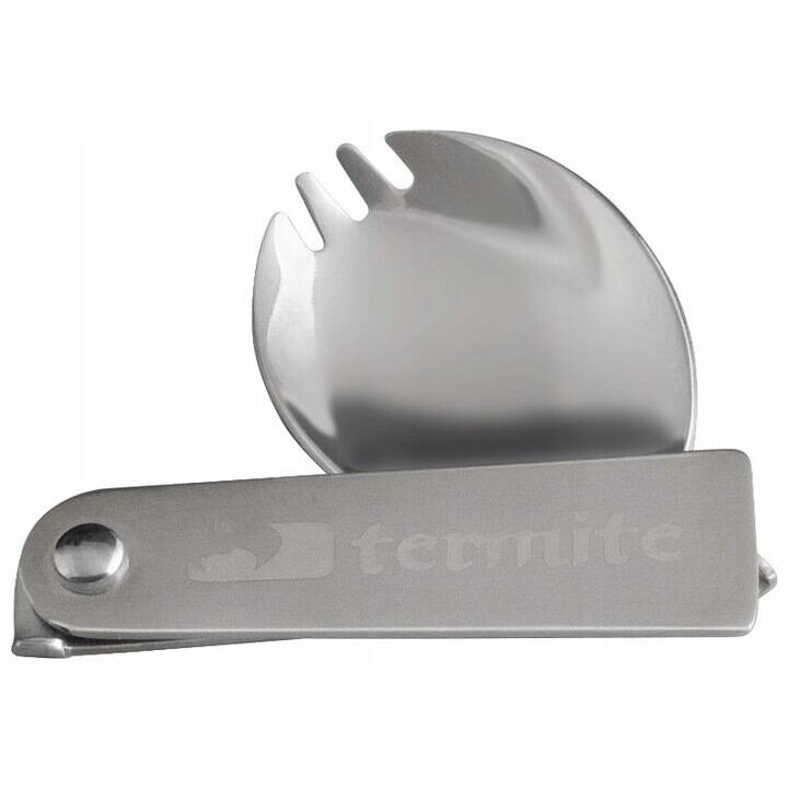 Комплект прибори за къмпинг TERMITE, Лъжица и вилица, Сгъваем, Неръждаема стомана, 15,5x3,7 см