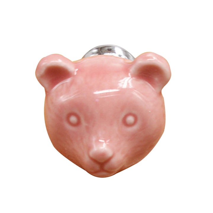 Дръжка за врата мече от керамика и цинкова сплав, европейски дизайн, розова, 3.8x3.2x3.2см