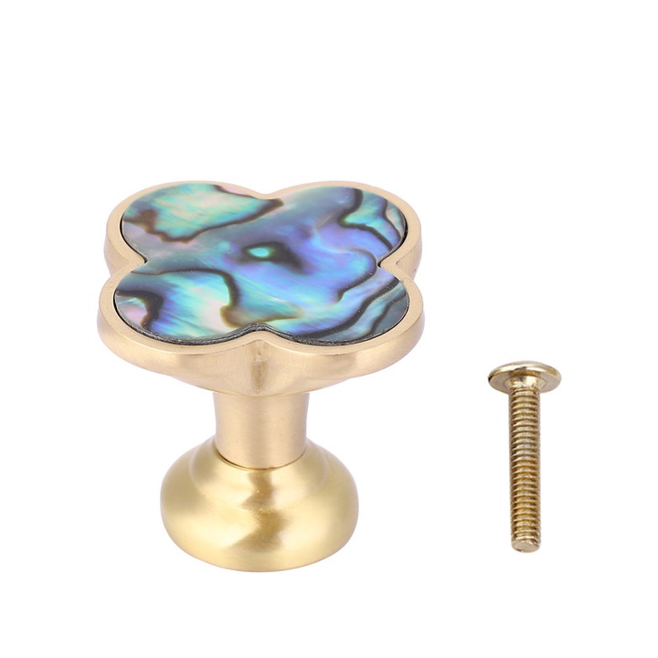 Maner din alama cu carcasa naturala, 33x27x18mm, pentru sertare si dulapuri, set 1 maner si 1 surub