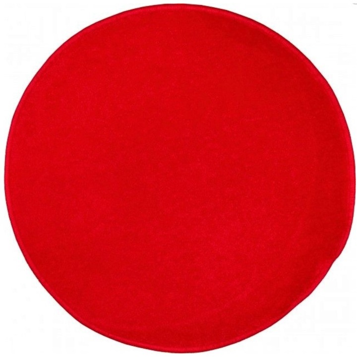 Covor Rotund Camera Copii Model Covorexpert Kolibri 11000-120, Marime 80 x 80 cm, Rosu, Lungime Fir 9 mm, Antialergic, Polipropilena, Gradinita, Cresa, Loc de Joaca