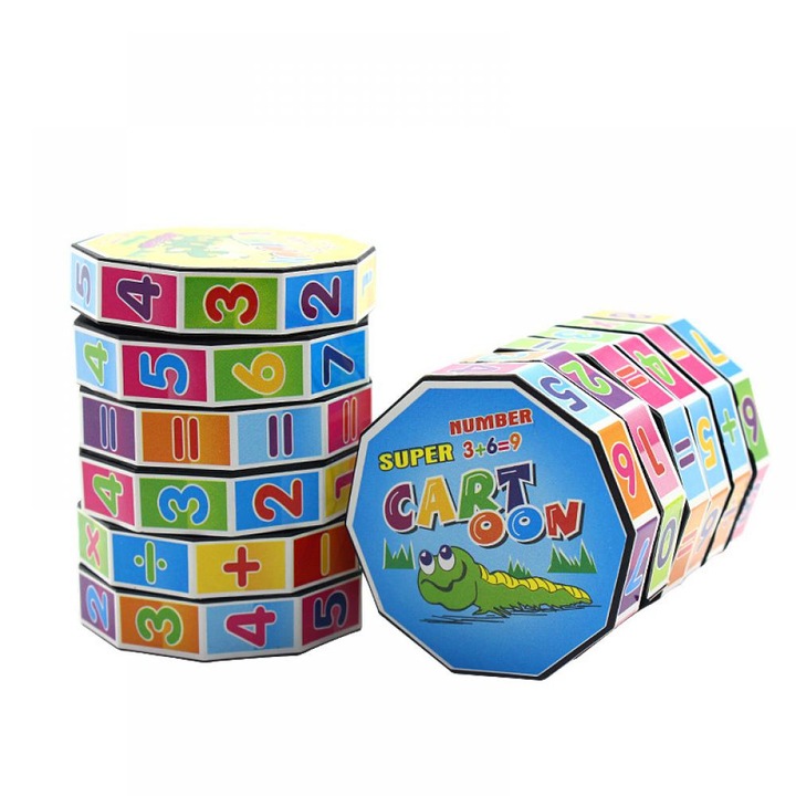 Cub Rubik cilindric, Enforose, jucarie educativa pentru copii, 7-14 ani, material usor