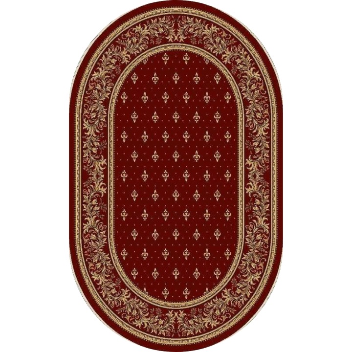 Ovális szőnyegmodell Covorexpert Church Lotos 15033-210, Méret 200 x 300 cm, Grena, Piros, Szálhossz 8 mm, Antiallergén, Polipropilén, Kolostor, Templom, Oltár, Hajó, Pronaos, Kápolna, Cella, Csarnok, Iroda
