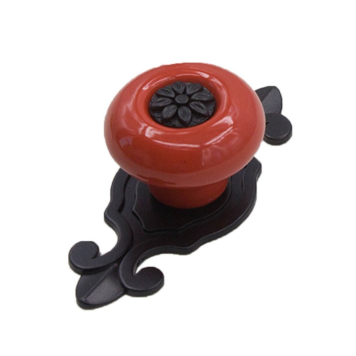 Maner vintage din ceramica pentru usa, sertar, dulap, dulap, mobila, maner (negru rosu)