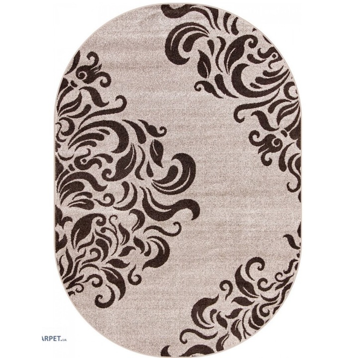 Covor Oval Model Covorexpert Mira 24031-243, Marime 60 x 110 cm, Maro, Lungime Fir 6 mm, Antialergic, Polipropilena, Living, Dormitor, Sufragerie, Birou 60 x 110