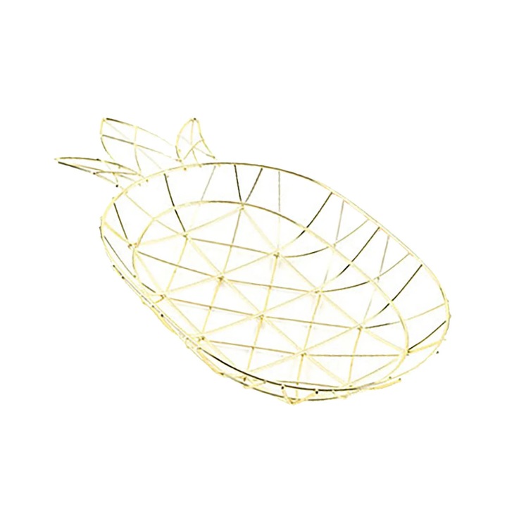 Cos fructe YANYXR din fier forjat, design ananas, otel inoxidabil, 25x15x15cm