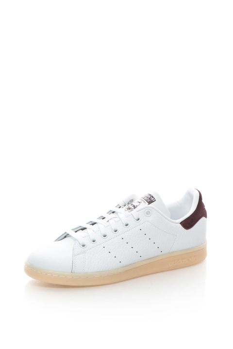 adidas Originals, Pantofi sport din piele si piele intoarsa Stan Smith, Alb, 10