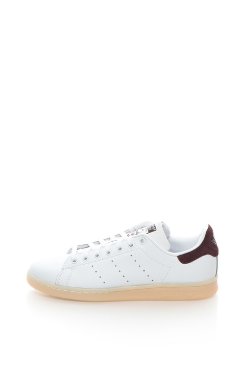 adidas Originals, Pantofi sport din piele si piele intoarsa Stan Smith, Alb, 10