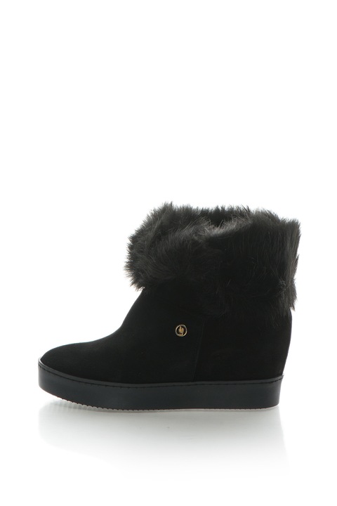 Liu Jo, Ghete din piele intoarsa cu platforma wedge ascunsa Olivia, Negru, 39