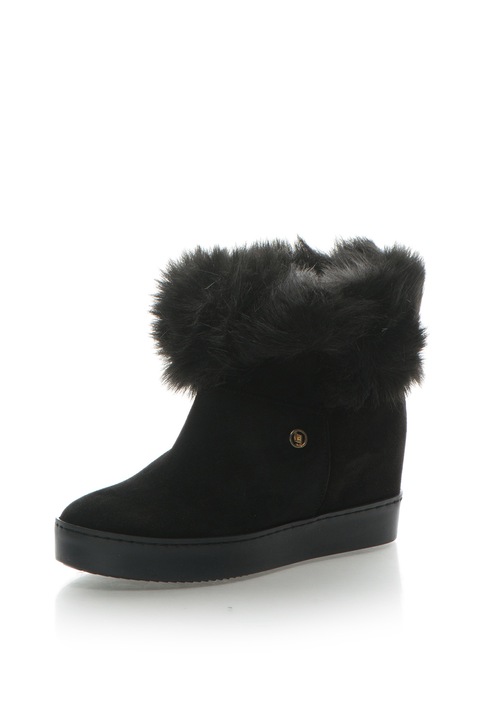 Liu Jo, Ghete din piele intoarsa cu platforma wedge ascunsa Olivia, Negru, 39