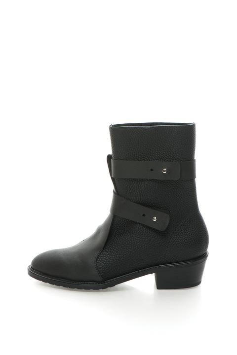 Mihaela Glavan, Cizme cowboy de piele si piele intoarsa, fara inchidere, Negru, 39