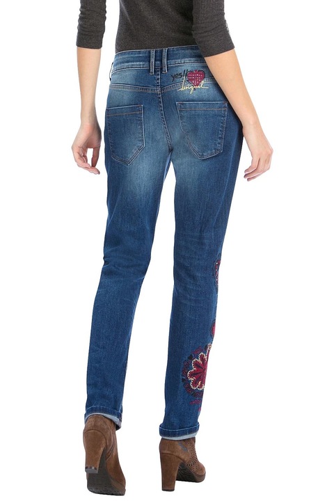 DESIGUAL, Blugi cu detalii brodate, Albastru stins, 24