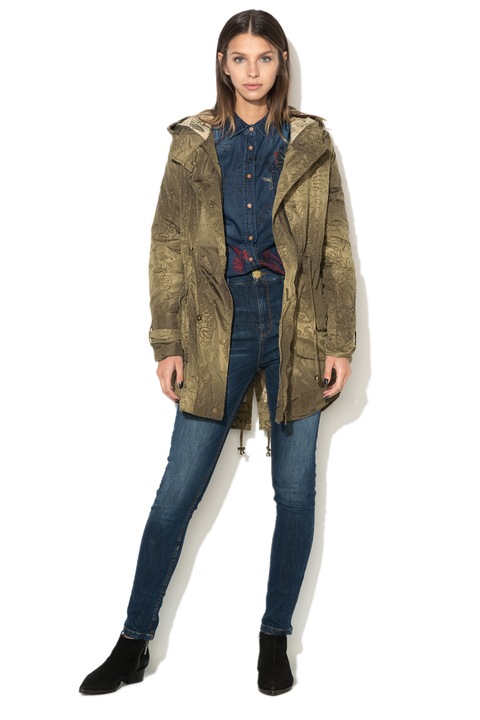 DESIGUAL, Jacheta cu gluga Doris, Verde oliv, 38
