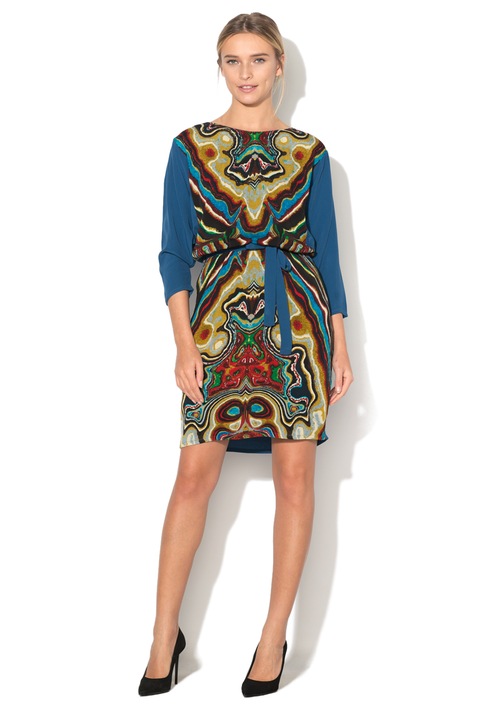 DESIGUAL, Rochie evazata cu buzunare laterale Sil, Albastru inchis, M
