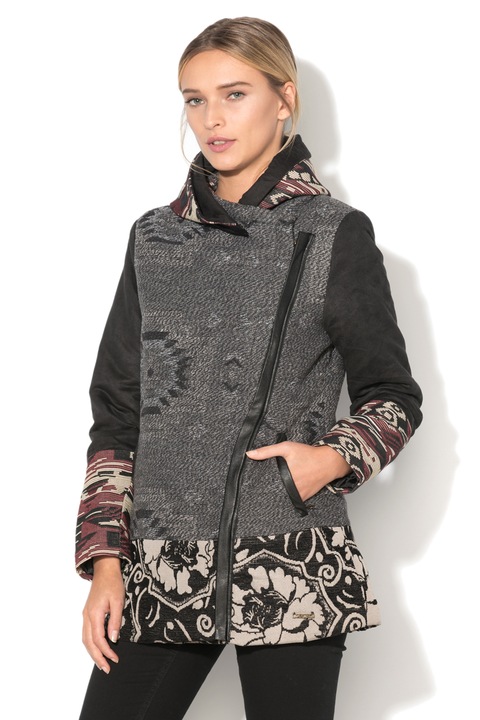 DESIGUAL, Haina cu gluga detasabila, negru, gri, 40