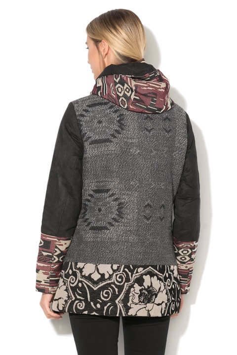 DESIGUAL, Haina cu gluga detasabila, negru, gri, 40