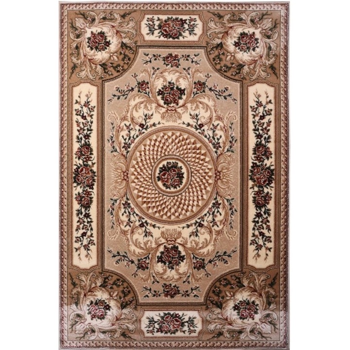 Covor Model Covorexpert Lotos 531-110, Marime 50 x 80 cm, Bej, Lungime Fir 8 mm, Antialergic, Polipropilena, Living, Dormitor, Sufragerie, Birou 50 x 80